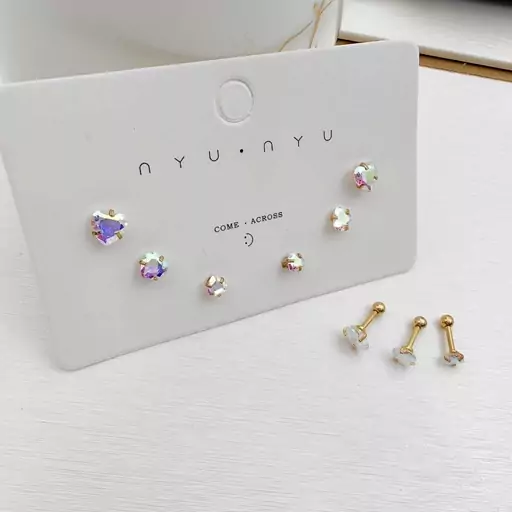 پیرسینگ گوش پک 6 تایی با سنگ Swarovski کد 39 پک شش تایی پیرسینگ گوش 