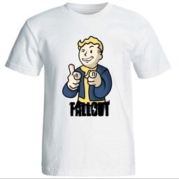 تیشرت مردانه سفید آستین کوتاه مدل فال اوت Fallout کد TS01