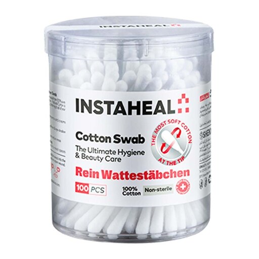 اینستاهیل گوش پاک کن استوانه ای آرایشی 100 عددی   Instaheal Cotton Swab 100Pcs