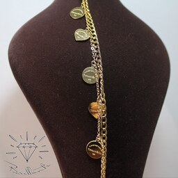 دستبند طلایی دو زنجیر با آویز