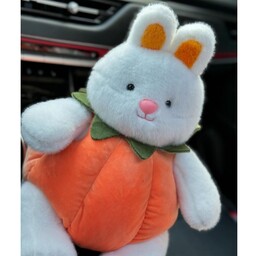 عروسک پولیشی خرگوش لباس کدو حلوایی سایز 20 سانتی متر