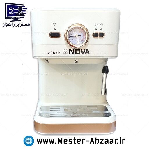 اسپرسو و قهوه ساز 2200 وات نوا اصلی پمپ 20 بار سفید مشکی نووا مدل NOVA NCM-190