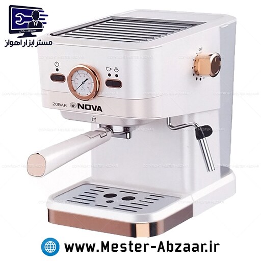 اسپرسو و قهوه ساز 2200 وات نوا اصلی پمپ 20 بار سفید مشکی نووا مدل NOVA NCM-190