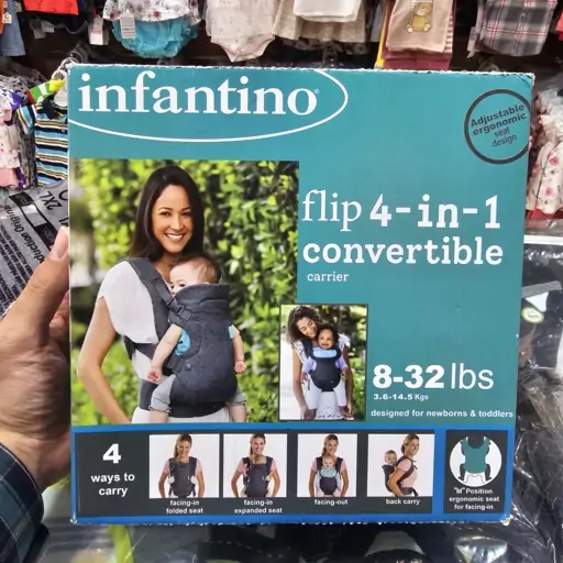 آغوشی کودک نوزاد طرح اینفنتینو infantino مناسب از 3.5 کیلو تا 14 کیلو های کپی رنگ طوسی اینفانتینو