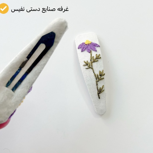 گیره جفتی گلدوزی شده زیبا (پنس مو گیره مو گیره سر گلدوزی کاردست) پنس گلدوزی پنس فانتزی پنس مو مجلسی پنس مو دخترانه