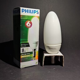 لامپ  فیلیپس شمعی ( لوستری ) 8 وات کم مصرف حباب دار 12 عددی