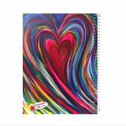 دفتر مشق 60 برگ گلبرگ جلد طلقی طرح قلب رنگی کد 2011