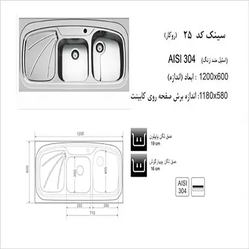 سینک روکار اخوان مدل25