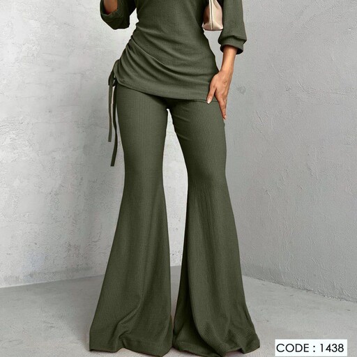   ست بلوز شلوار جذاب بغل گتدار زنانه جنس بیسکویتی مراکشی  فری سایز 36 تا 44  قد تیشرت 80 قد شلوار 115  در 4 رنگ جذاب
