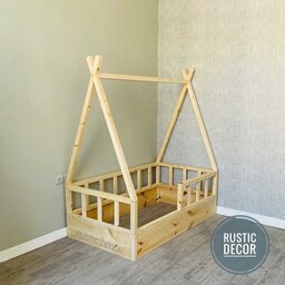 تخت خواب نوزاد مونته سوری چوبی روستیک دکور مدل zc500