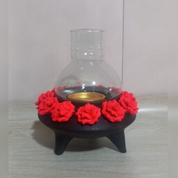 جاشمعی سفالی سه پایه گلدار قابل  استفاده با شمع وارمر  در  دو رنگ