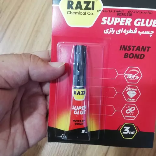 چسب قطره ای فوری بسیار محکم رازی حجم 3 میلی لیتر