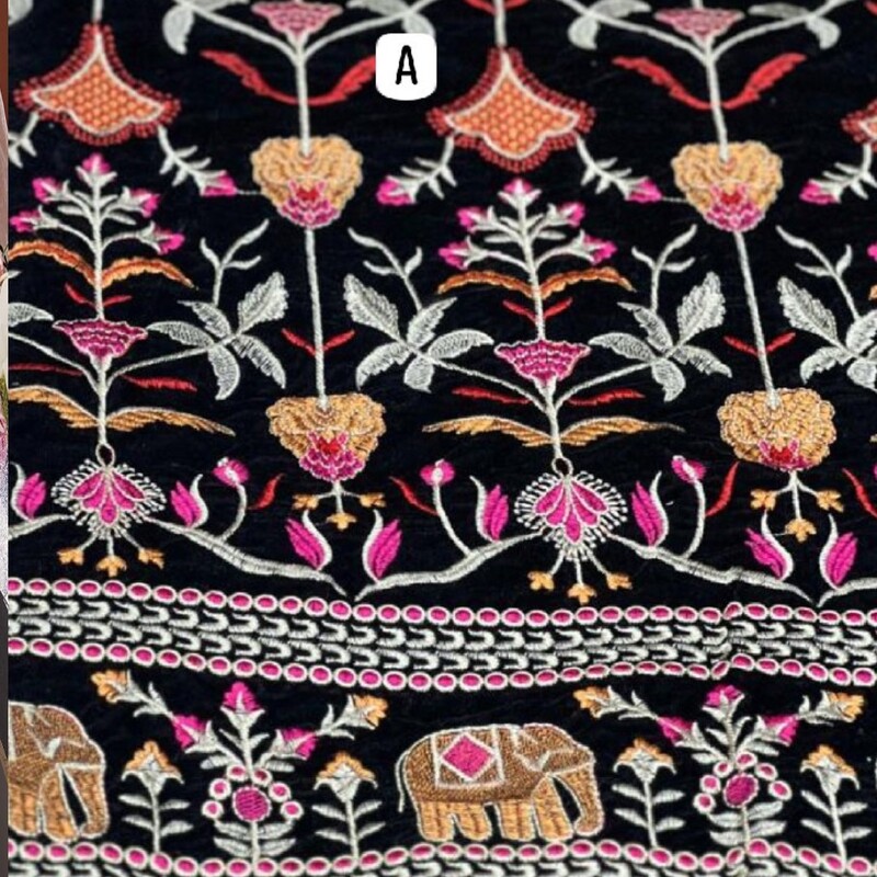 پارچه مخمل سوزندوزی در دو طرح زیبا 