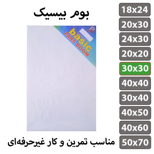 بسته 2 عددی بوم نقاشی سایز 30 در 30 سانتی متر مدل بیسیک پارس بوم