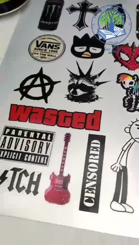 استیکر بدون برش اسکرپ بوک پینترستی پانک راک متالایز نقره ای مات 