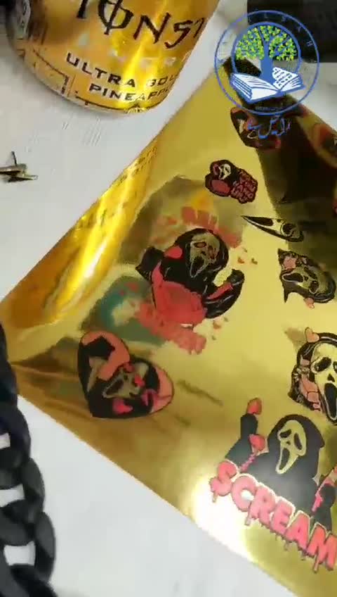 استیکر بدون برش اسکرپ بوک پینترستی دارک اسکریم گوست فیس متالایز کروم طلایی براق