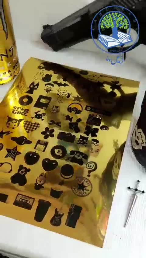 استیکر بدون برش اسکرپ بوک پینترستی دارک میکس لاکچری متالایز کروم طلایی براق