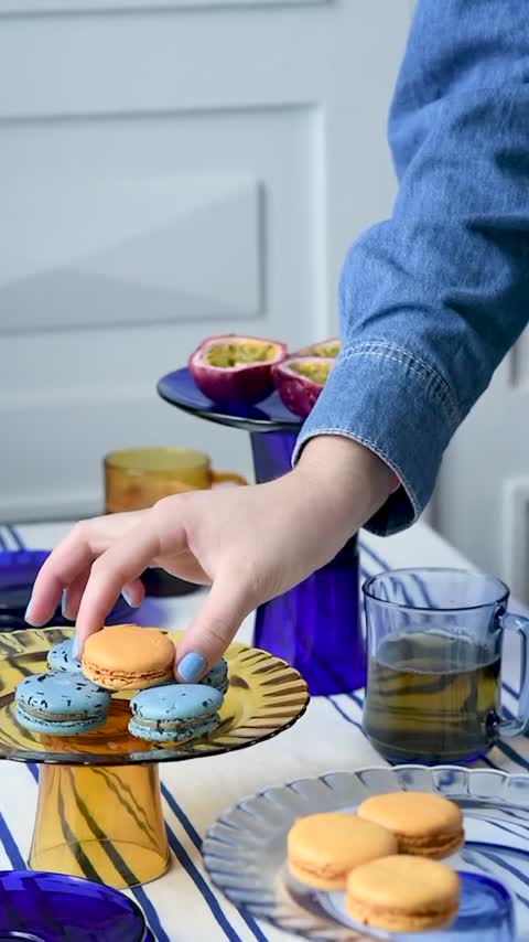 بشقاب میوه خوری آبی کاربنی دورالکس اصل فرانسه 6 تایی
