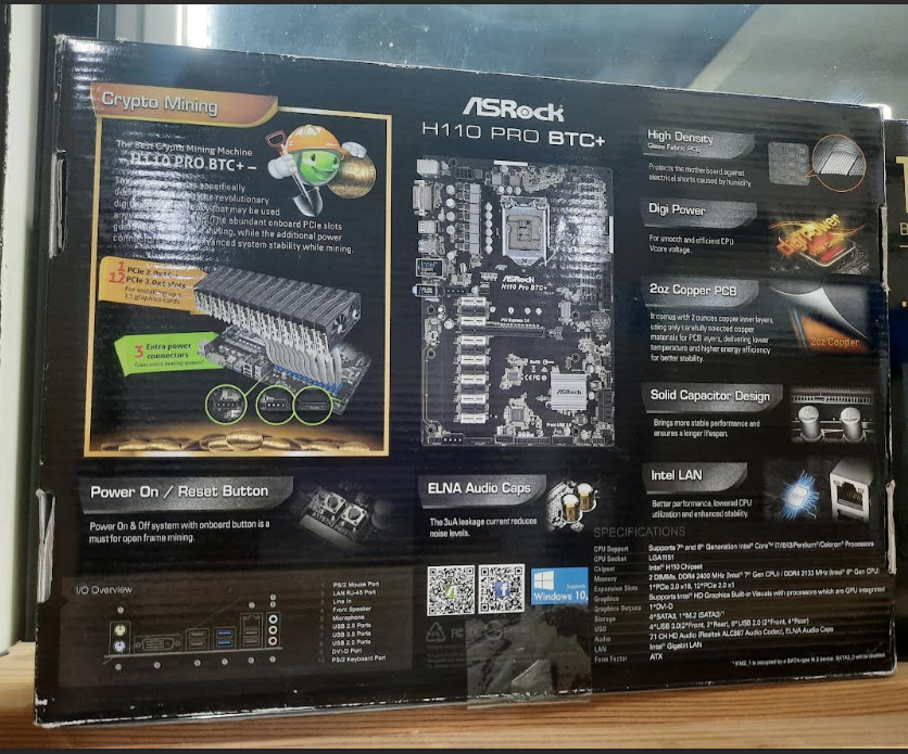 مادربرد ماینینگ ازراک مدل ASRock H110 Pro BTC+ (پشتیبانی از 13 کارت گرافیک)
