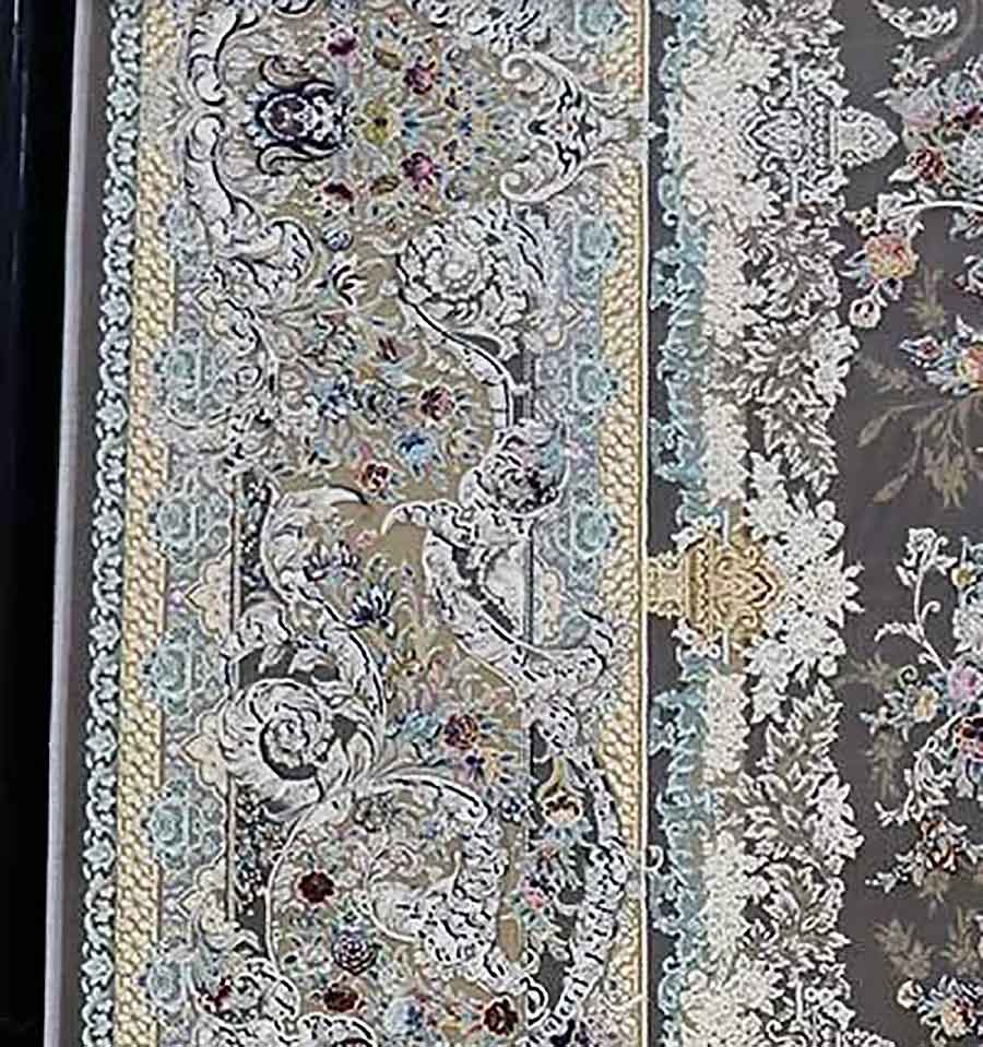 فرش مشهد 1500 شانه کد 813012 زمینه طوسی