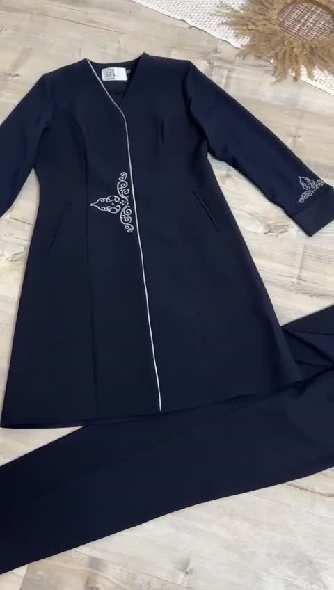 ست اداری سلما مانتو و شلوار گلدوزی شده فاستونی سایز 38 تا 52