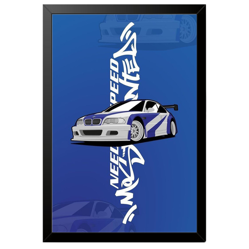 تابلو بکلیت طرح ماشین و خودرو بی ام و BMW M3 GTR NEED FOR SPEED MOST WANTED مدل B-po1944 فریم مشکی ارسال فوری مدل 1