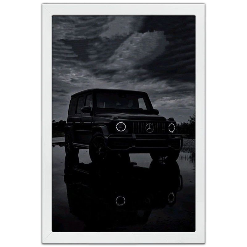 تابلو بکلیت طرح ماشین و خودرو مرسدس بنز Mercedes-Benz G-Class G63 AMG مدل W-po1940 فریم سفید ارسال فوری مدل 1