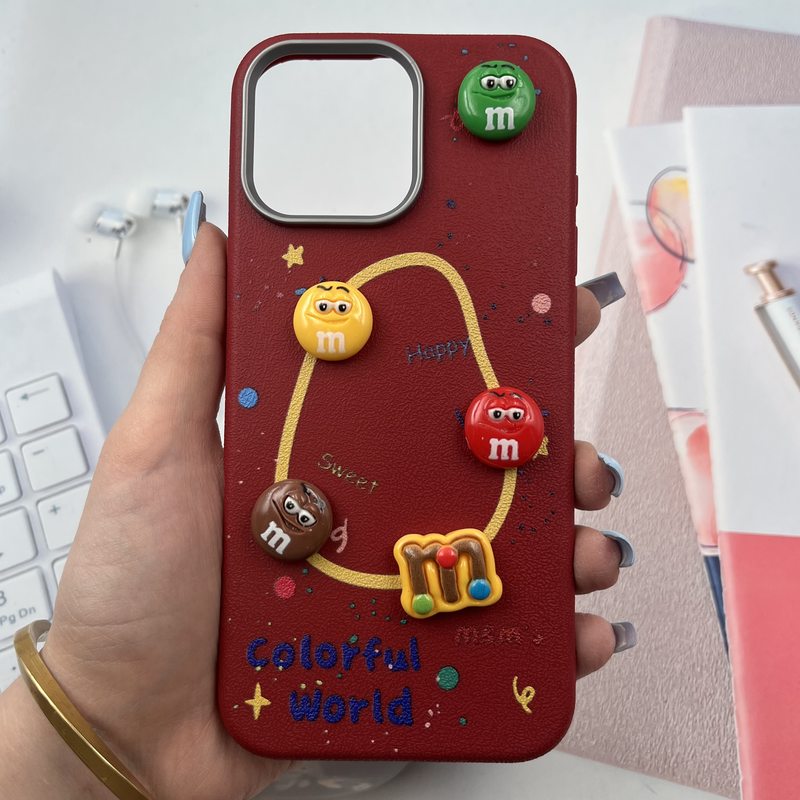 قاب گوشی iPhone 16 Pro Max آیفون سیلیکونی Playful Case سیلیکونی عروسک برجسته لنز برجسته زرشکی کد 717723