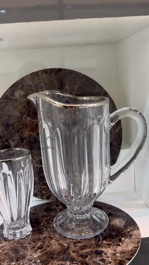 ست پارچ و لیوان جنوا لب پلاتین ( تضمین بالاترین کیفیت پلاتین در ایران ) ساخت با کیفیت چین ( 7 پارچه)