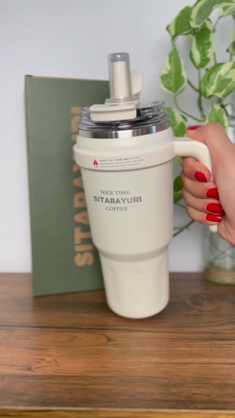 تراول ماگ بغل دسته دار SITARAYURI دو حالته 780 میل استیل 304