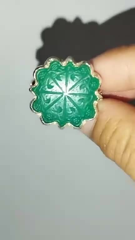 انگشتر شمسه عقیق سبز حکاکی دستی ذکر امیر المومنین