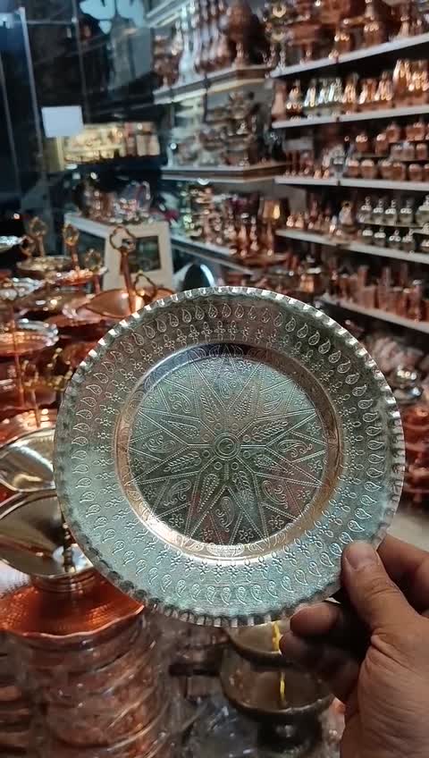 پیش دستی مسی دورو سفید طرح دار