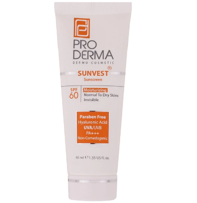 پرو درما کرم ضد آفتاب بیرنگ SPF 60 مدل SUNVEST