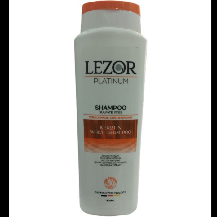 شامپو لزور حاوی کراتین و پروتئین هیدرولیز شده جوانه گندم LEZOR حجم 400 میل