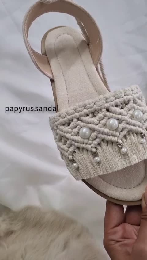 صندل مکرومه بافی با آویز مهره مدل اختصاصی پرنسس سایز 25 تا 41