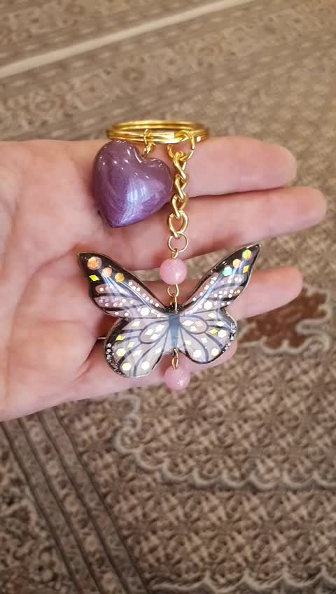 سرکلیدی رزینی پروانه نگینداربا قلب