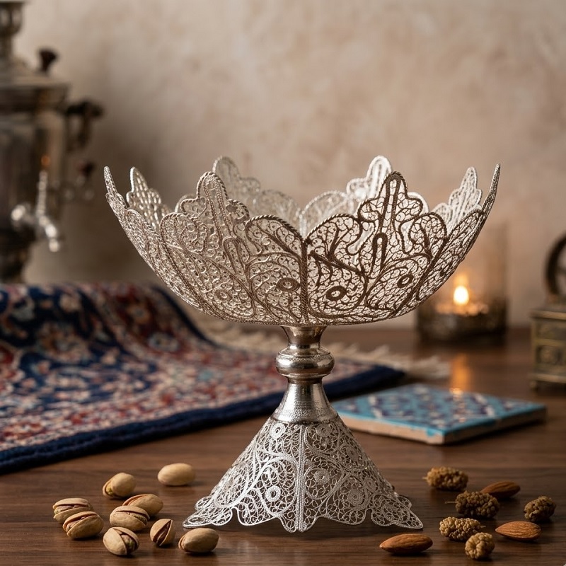 ظروف ملیله کاری آجیل خوری سلطنتی