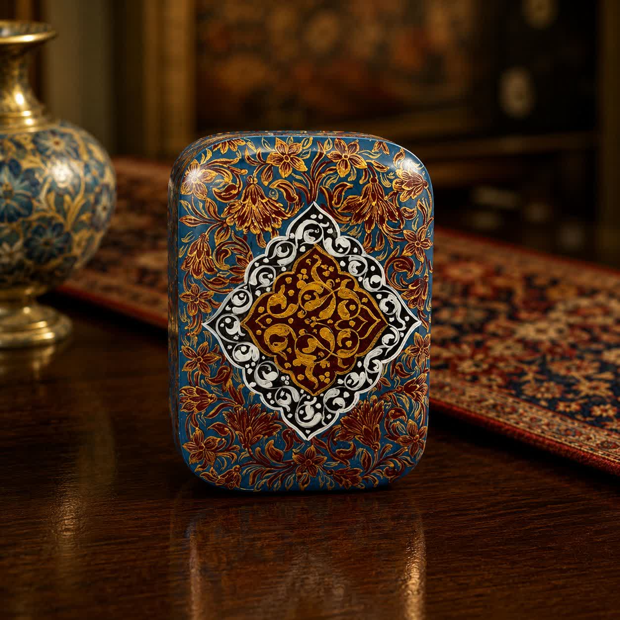 جعبه مینیاتور خاتم کاری کشویی مدل کاشی3