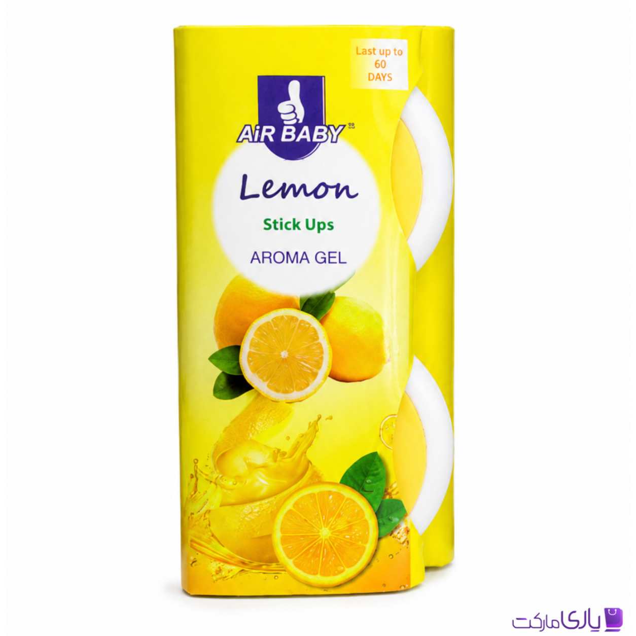 خوشبوکننده هوا ژلی چسبی Air Baby مدل Lemon Stick Ups با رایحه لیمو ماندگاری تا 60 روز