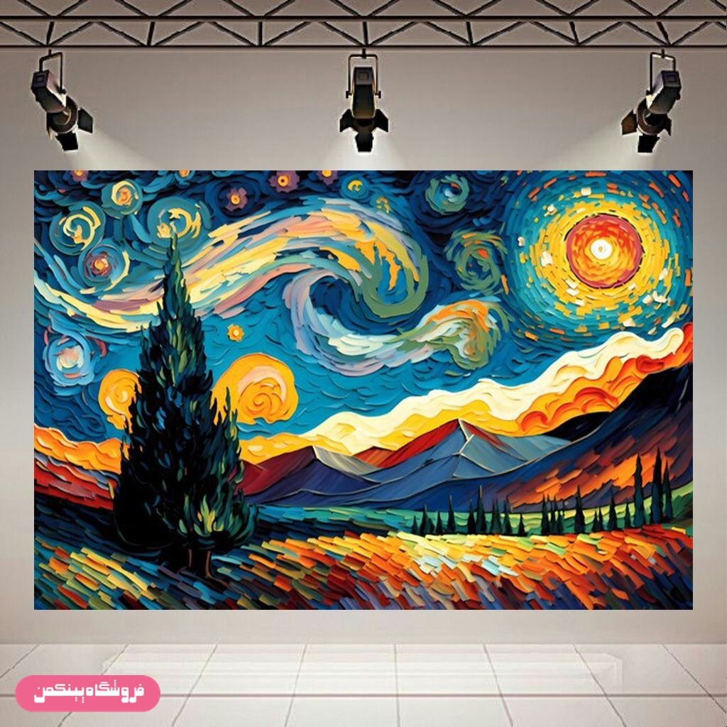 تابلو شاسی پینکمن طرح نقاشی شب پر ستاره ونگوگ طرح مدرن کد Jm101519