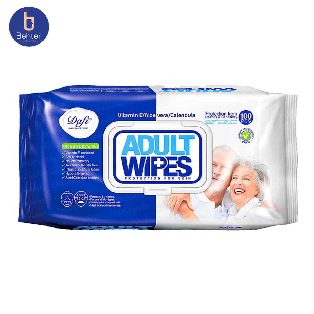 دستمال مرطوب بزرگسالان دافی بسته 100 عددی Dafi Adult Wet Wipes, Pack of 100