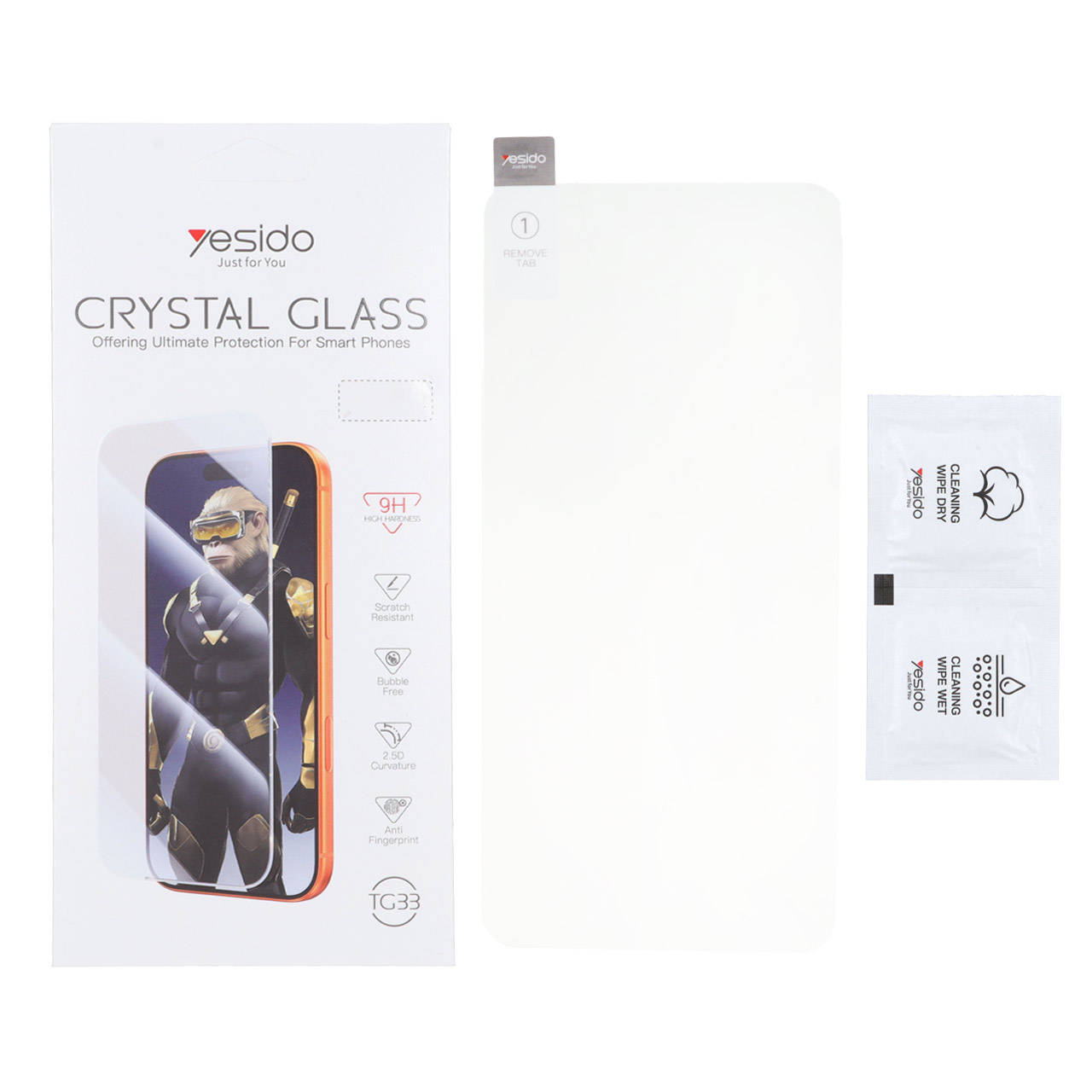 گلس و محافظ صفحه نمایش شیشه ای اورجینال بدون حاشیه Crystal Glass Yesido TG33 مدل Samsung Galaxy A51 / A52 / A52S / A53