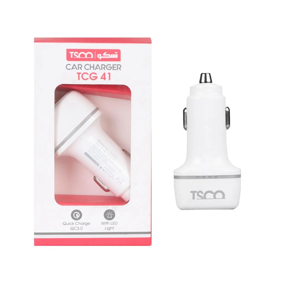 خریدشارژر فندکی فست دو پورت Tsco مدل TCG 41 30W - سفید (گارانتی 12 ماهه TSCO)تاپگارد