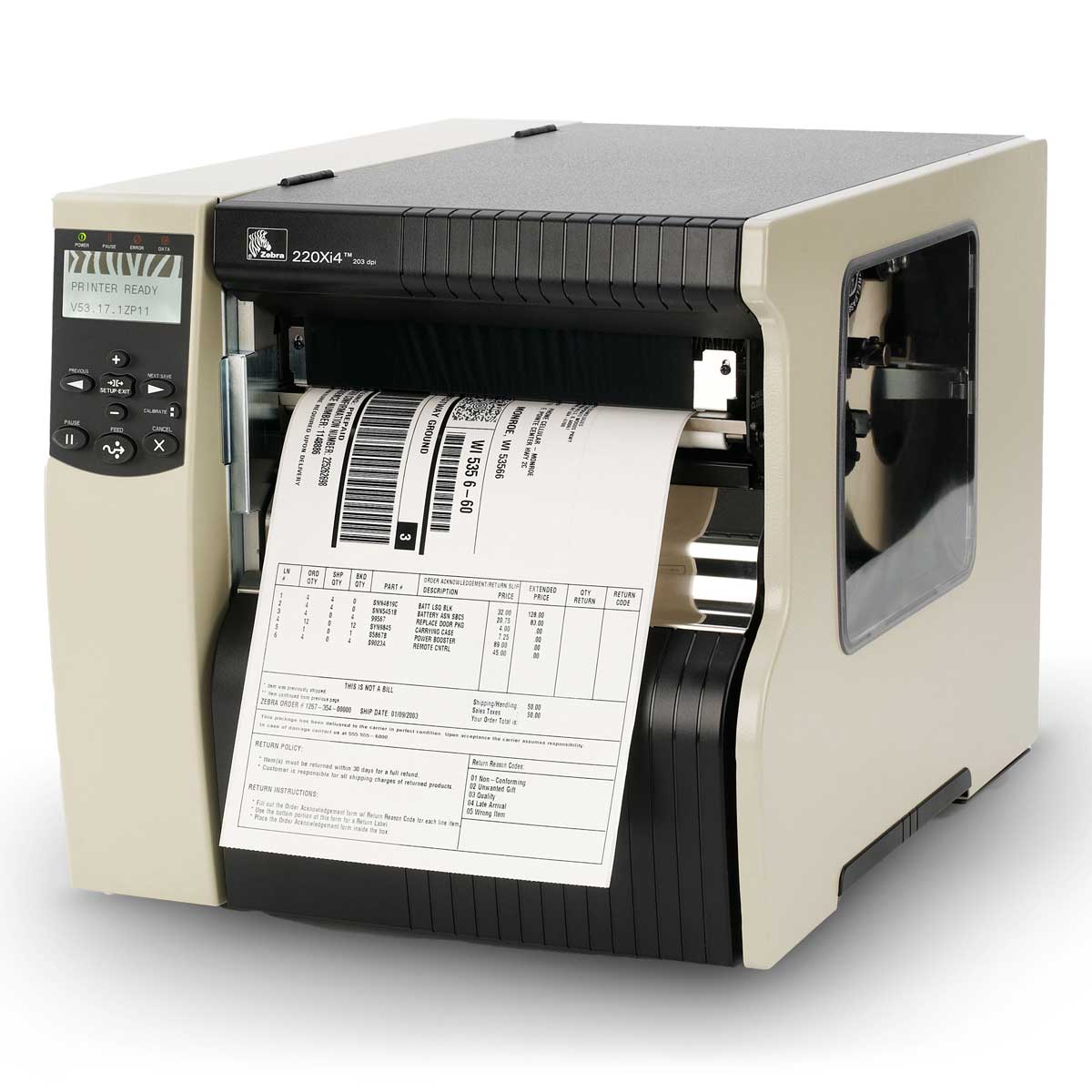 چاپگر لیبل صنعتی Zebra 220Xi4 203dpi (USB,RS232,LAN,LPT)
