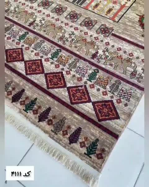 گلیم12متری ماشینی پرزدار(گبه) کلکسیون بلوچی بژکد4111