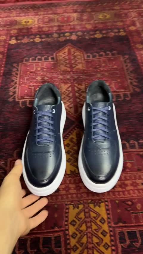 کفش چرم طبیعی مردانه مدل M100 سرمه ای