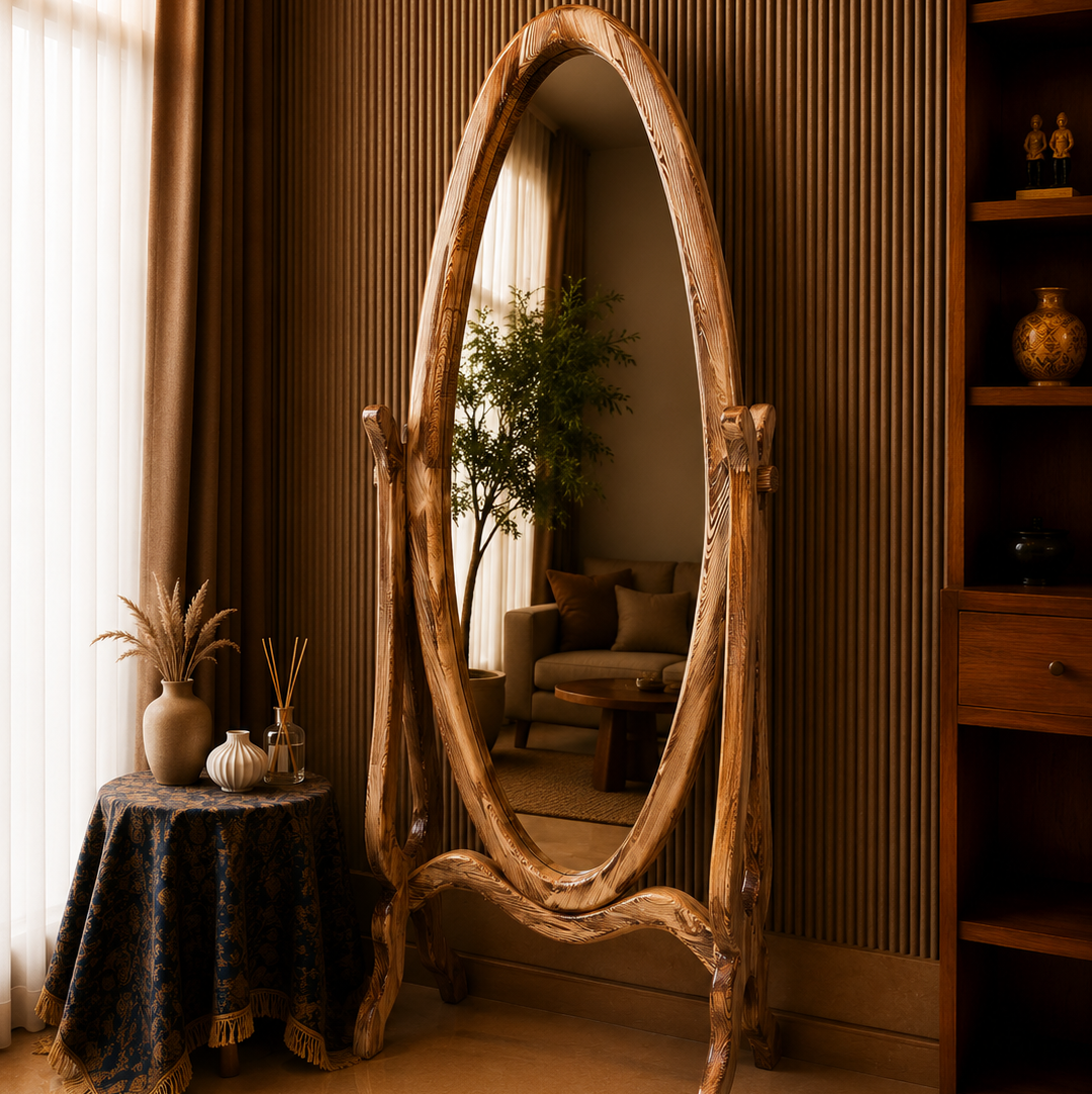 آینه قدی چوبی پایه سلطنتی فریم ضخیم کد 303