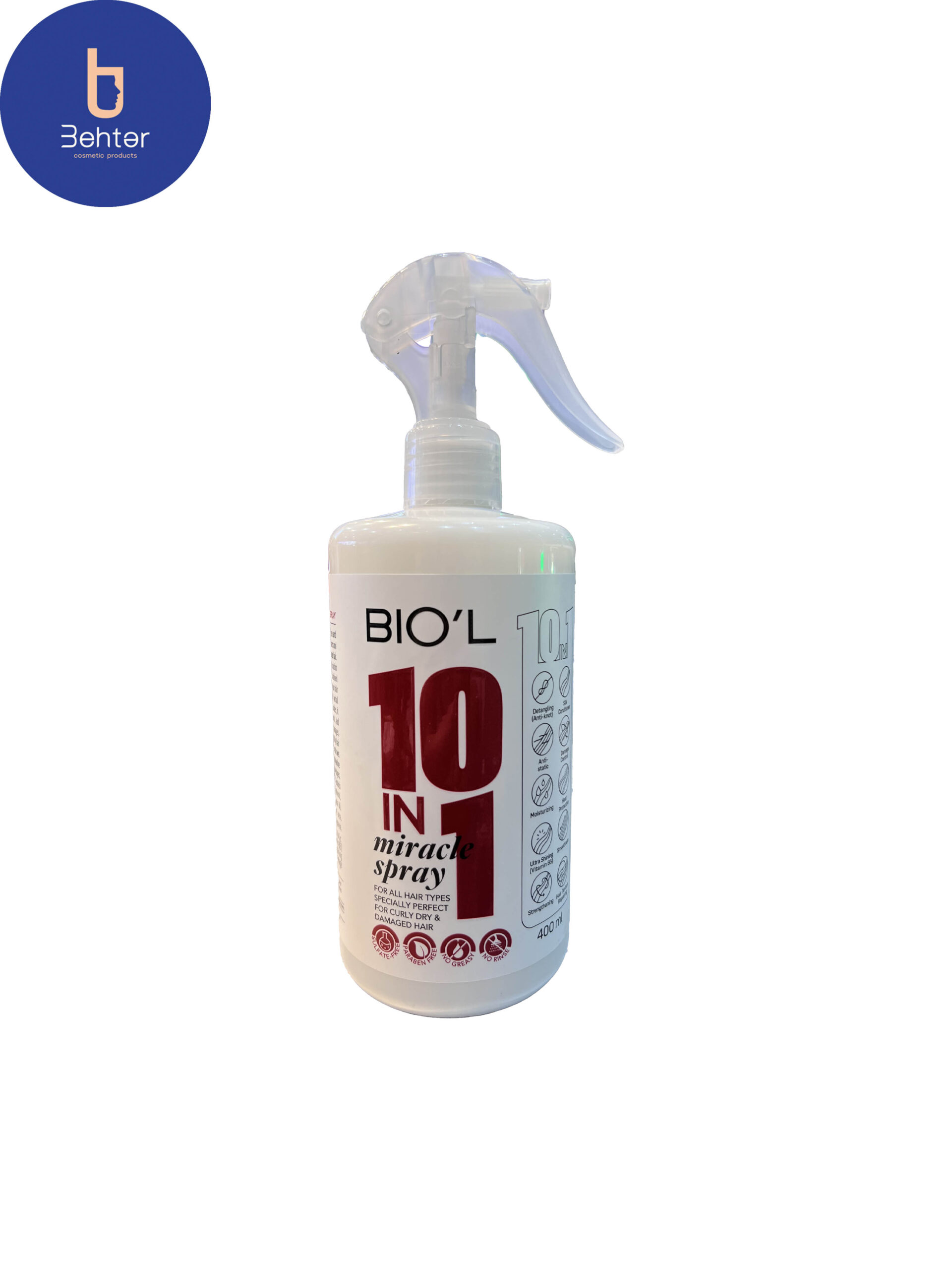 اسپری بیول نرم کننده مو مدل 10 در 1 بدون آبکشیBiol hair softener spray 10 in 1 model without rinsing