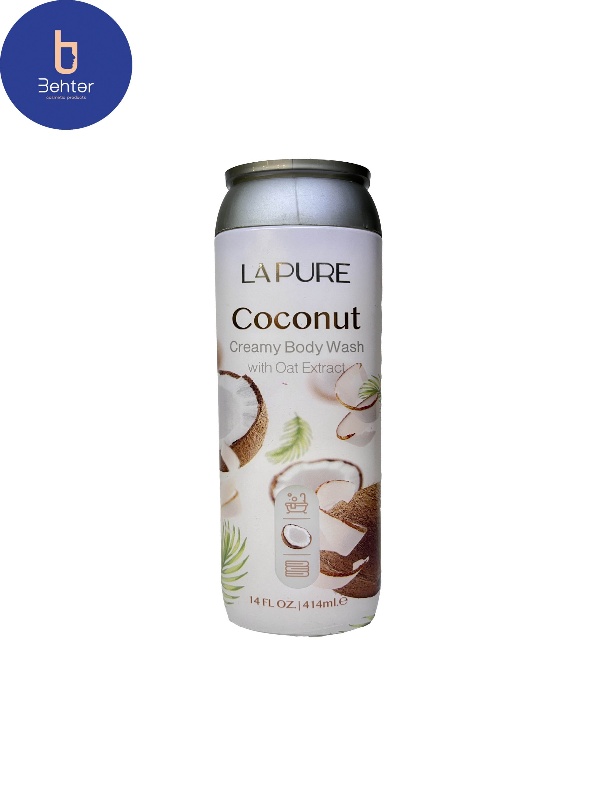 شامپو بدن کرمی لپیور نارگیل مدل coconut حجم 414 میلLapure coconut cream body shampoo, coconut model, volume 414 ml
