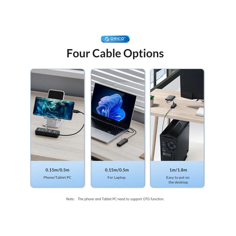 هاب 4 پورت USB -C اوریکو مدل PW4U-C3